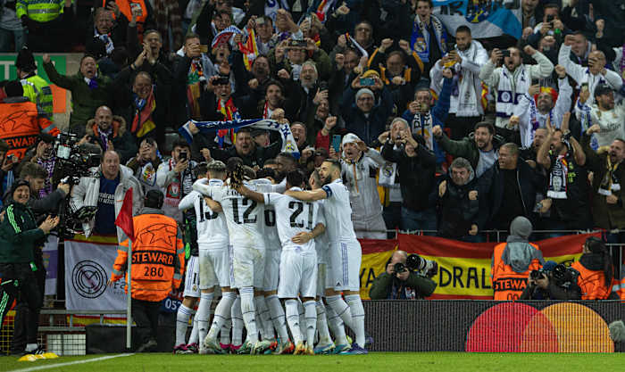Real Madrid celebrates a goal.